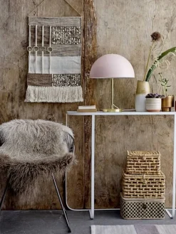 Tafellamp goud look met roze lampenkap