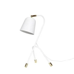 Tafellamp wit metaal met messing detail