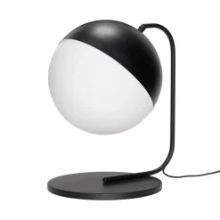 Tafellamp zwart metaal met wit glas