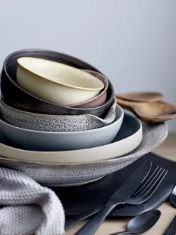 Thea schaal grijs - set van 6 stuks Ø16,5xH8 cm