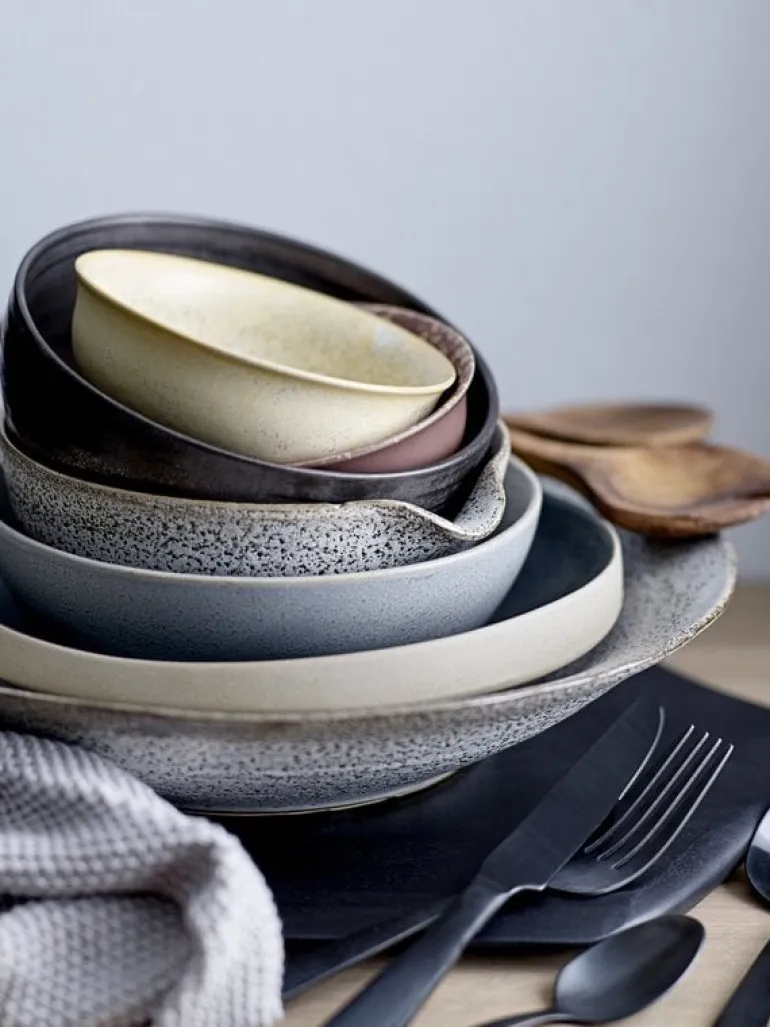 Thea schaal grijs - set van 6 stuks Ø16,5xH8 cm