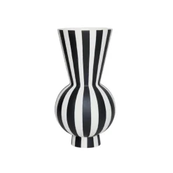 Toppu vaas rond wit/zwart - L301173