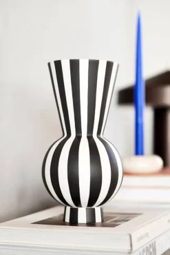 Toppu vaas rond wit/zwart - L301173