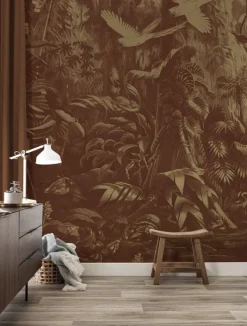 Tropical landscapes goud behang MW-063 - 400x280cm