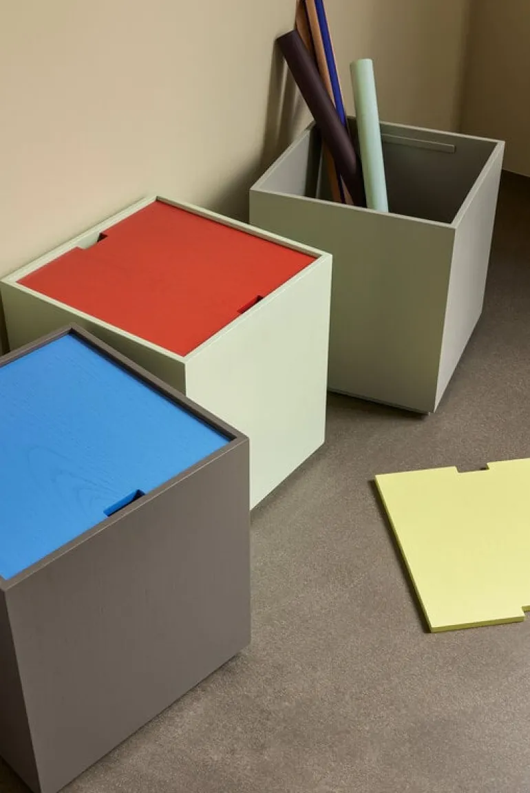 Vault bijzettafel/opberg box grijs/geel - 021911