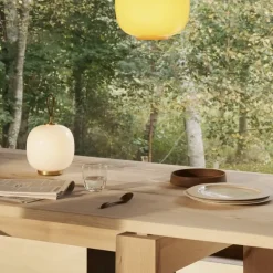 VL 45 radiohus portable lamp brass/glossy pale rose glass - 5744171724