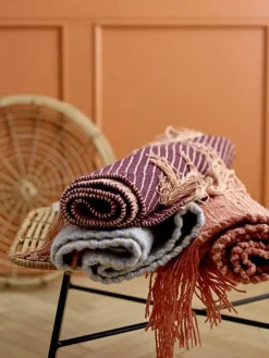 Vloerkleed oranje wol 120x60cm