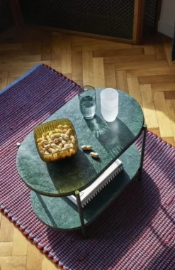 Vloerkleed wol - blauw/bordeaux