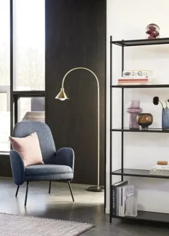 Vloerlamp metaal/marmer - messing