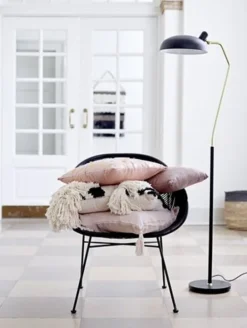 Vloerlamp zwart metaal met gold finish