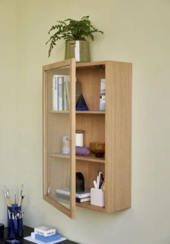 Wandkast glas/eiken fineer - naturel