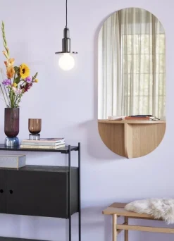 Wandspiegel eikenhout met plank - naturel