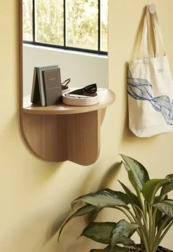 Wandspiegel eikenhout met plank - naturel