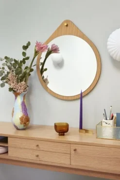 Wandspiegel rond eikenhout - naturel