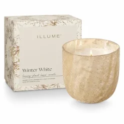 Winter white crackle kaars wit - 4628433300