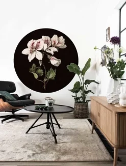 Witte bloemen behangcirkel SC-071 ø142,5cm